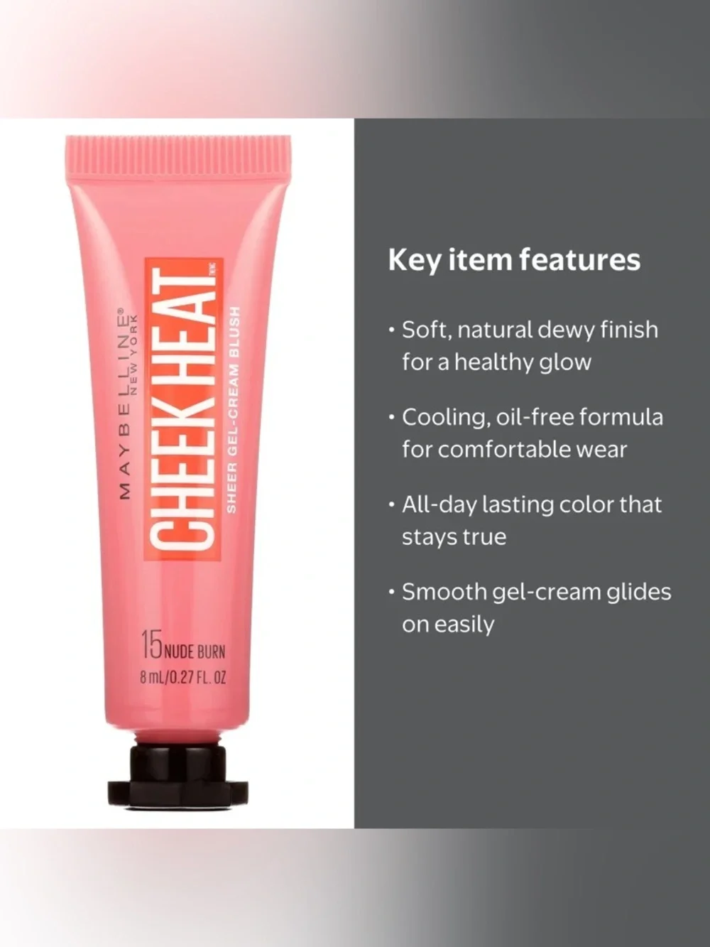 Maybelline Cheek Heat Gel-Cream Blush - Nude Burn, NEW